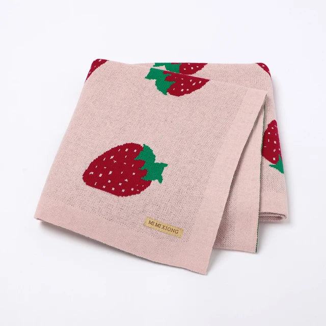 Strawberry Infant Knitted Baby Blanket - Cozy Nursery