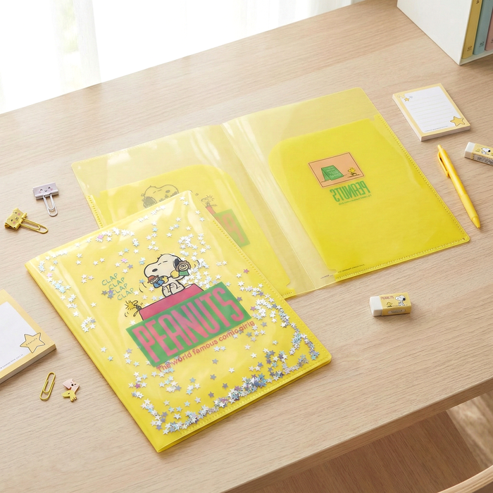 Sun-Star Peanuts Snoopy Glitter Folder - Yellow - New Limited Edition