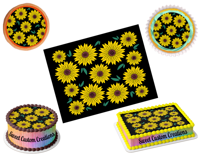 Sunflowers Edible Image Frosting Sheet #1 (70+ sizes)
