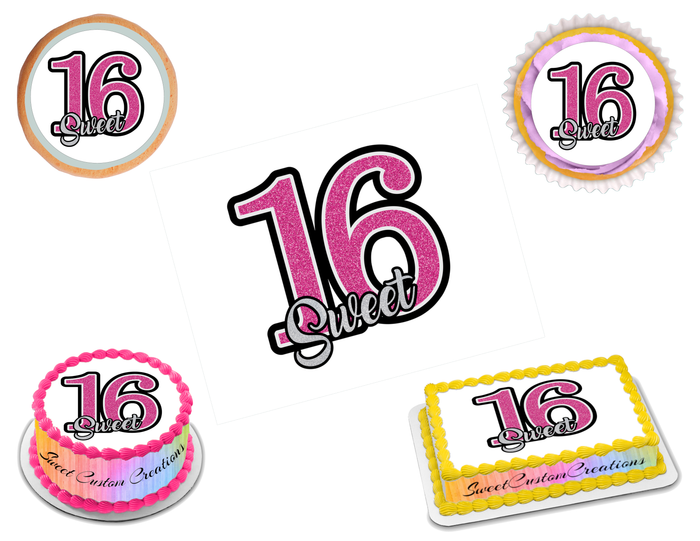Sweet 16 Edible Image Frosting Sheet #1 (80+ sizes)