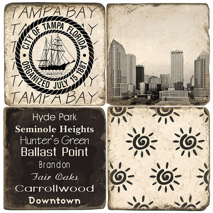 Tampa B&W Drink Coasters