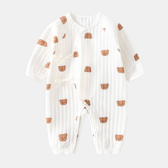 Teddy Bear Muslin Baby Romper + Hat - Cozy Nursery