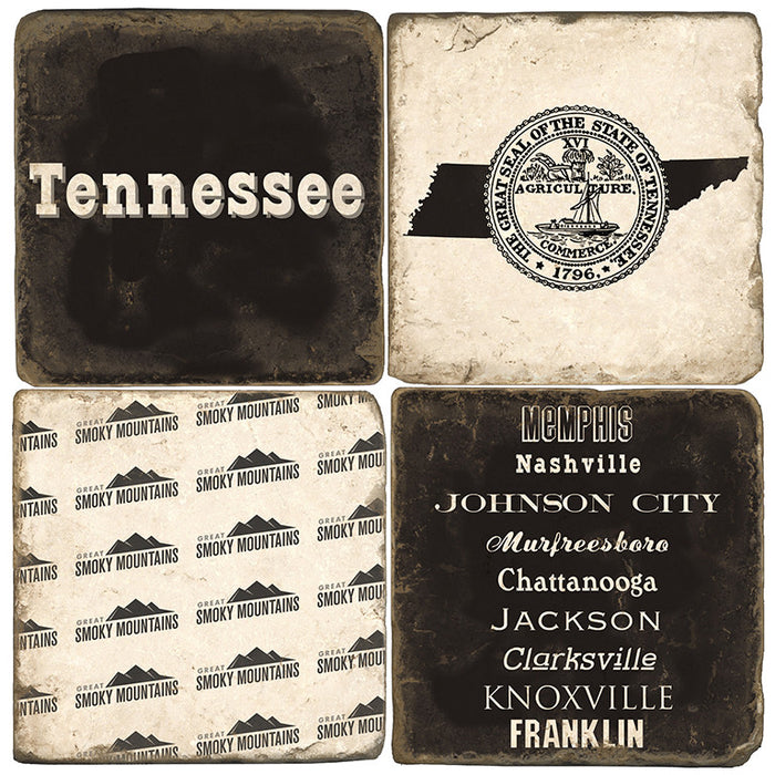 Tennessee B&W Drink Coasters