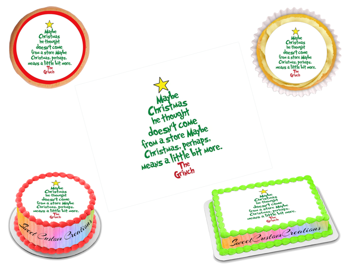 The Grinch Edible Image Frosting Sheet #25 (70+ sizes)
