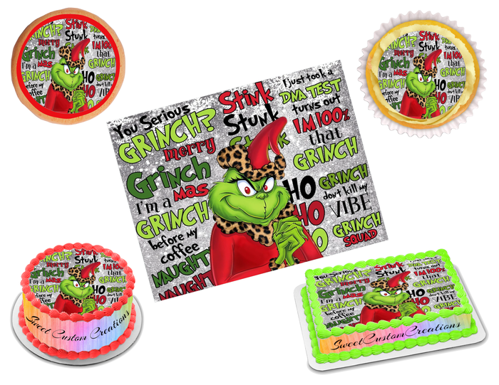The Grinch Edible Image Frosting Sheet #28 (70+ sizes)