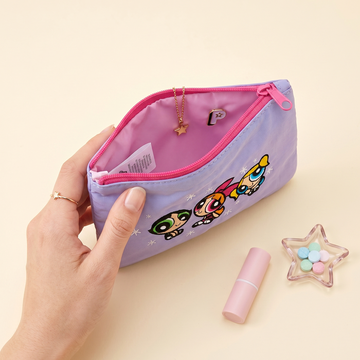 The Powerpuff Girls Embroidered Pouch - Lilac Pop
