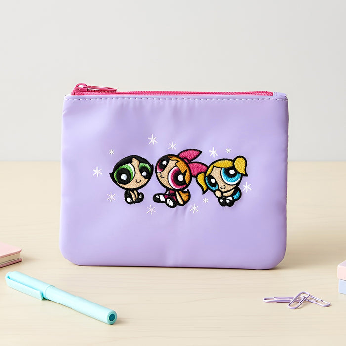 The Powerpuff Girls Embroidered Pouch - Lilac Pop