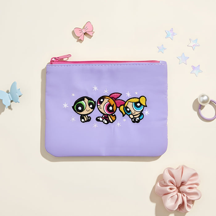 The Powerpuff Girls Embroidered Pouch - Lilac Pop