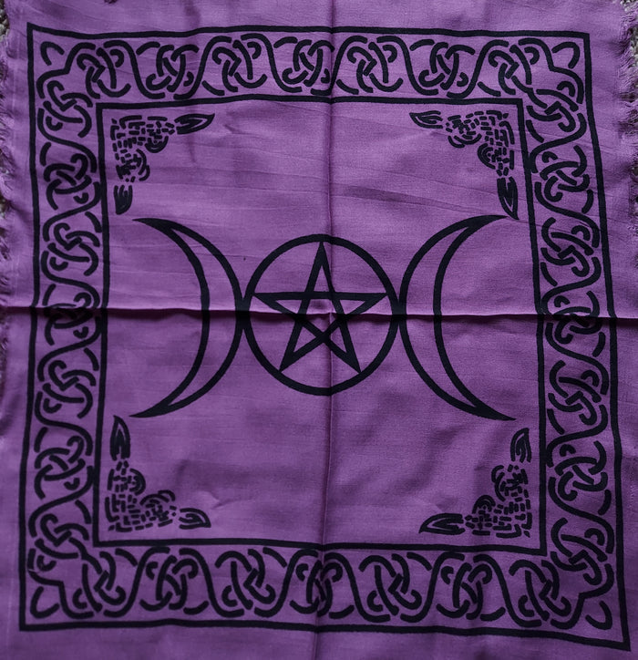TRIPLE MOON PENTACLE PURPLE ALTAR CLOTH