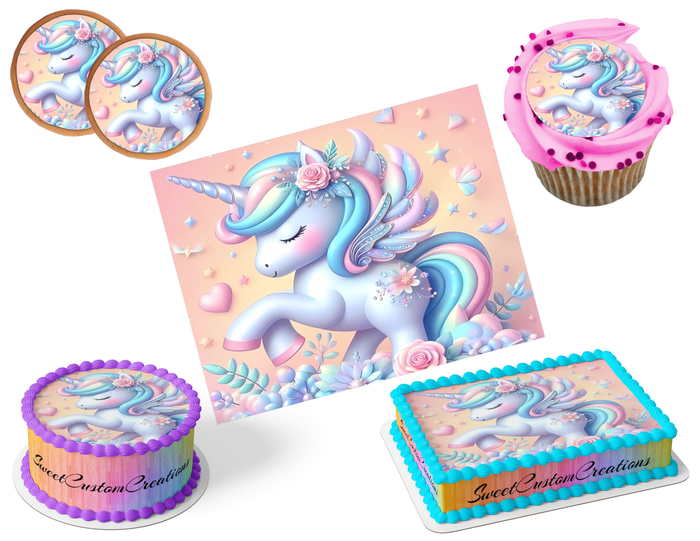 Unicorn Edible Image Frosting Sheet #56 (80+ sizes)
