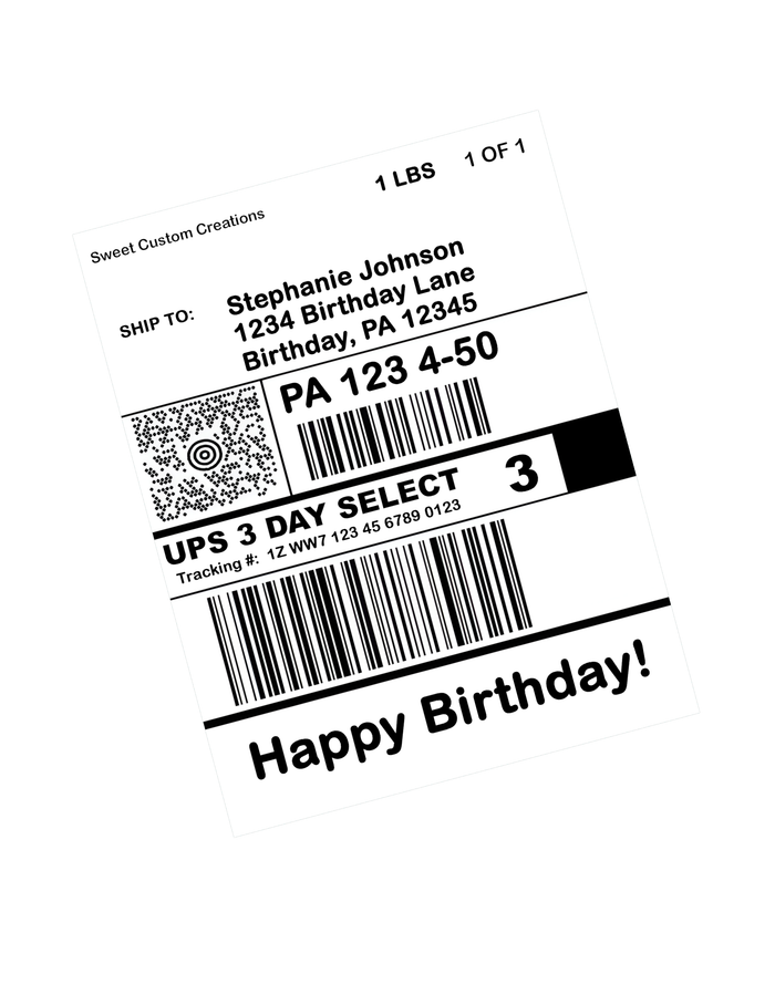 UPS 3 Day Label Edible Image Frosting Sheet #2 (80+ sizes)
