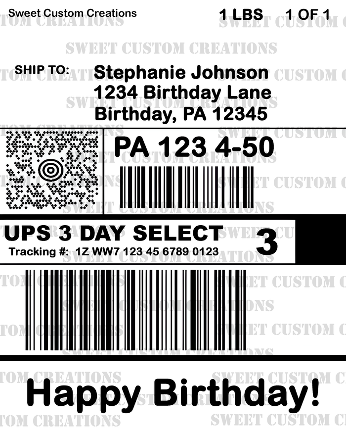 UPS 3 Day Label Edible Image Frosting Sheet #2 (80+ sizes)