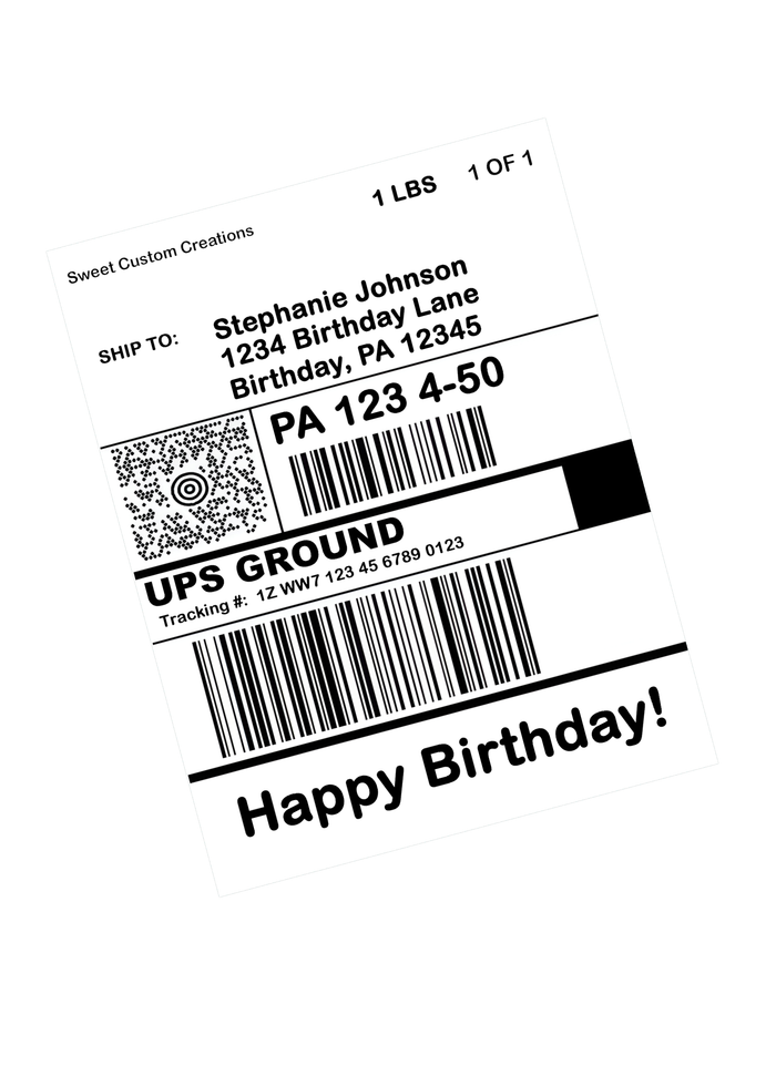 UPS Ground Label Edible Image Frosting Sheet #1 (80+ sizes)