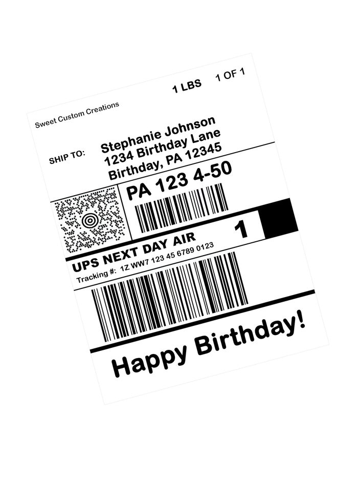 UPS Next Day Label Edible Image Frosting Sheet #5 (80+ sizes)