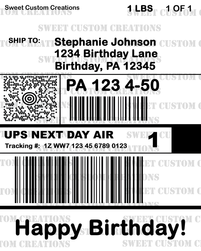 UPS Next Day Label Edible Image Frosting Sheet #5 (80+ sizes)