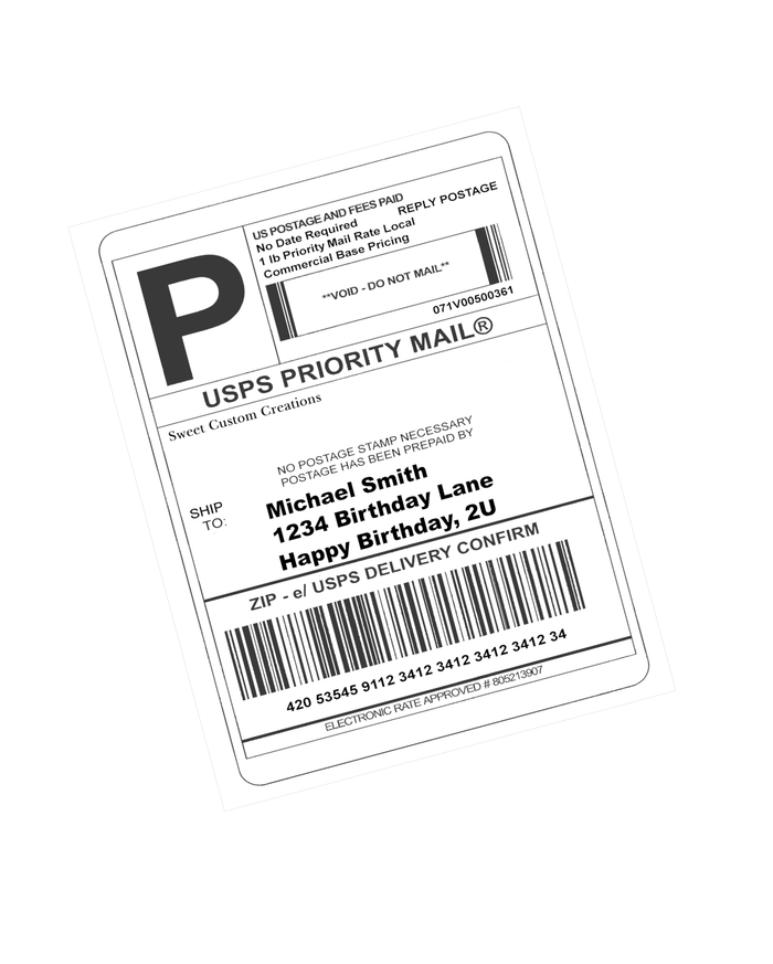 USPS Priority Label Edible Image Frosting Sheet #1 (80+ sizes)