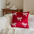 Velvet Bow Cushion Cover – Luxury Decorative St Valentines Pillow for Cozy Modern Homes