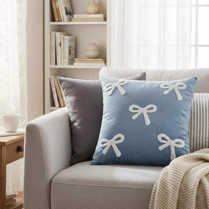 Velvet Bow Cushion Cover – Luxury Decorative St Valentines Pillow for Cozy Modern Homes