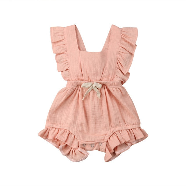 Vintage Baby Girl Ruffle Romper - Cozy Nursery