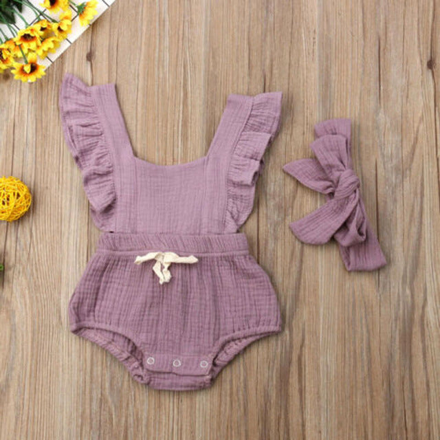 Vintage Baby Girl Ruffle Romper - Cozy Nursery