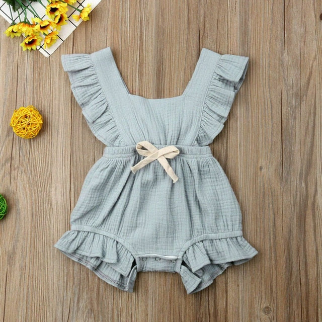 Vintage Baby Girl Ruffle Romper - Cozy Nursery