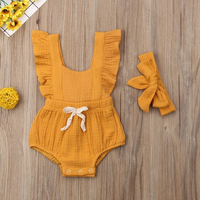 Vintage Baby Girl Ruffle Romper - Cozy Nursery