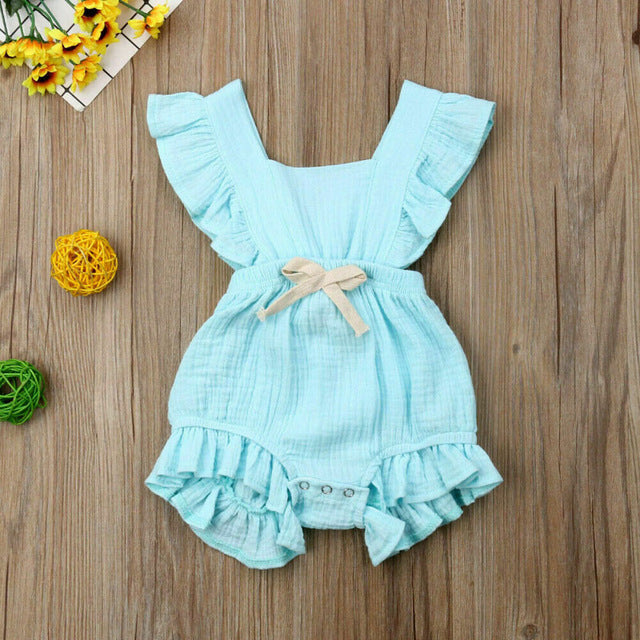 Vintage Baby Girl Ruffle Romper - Cozy Nursery