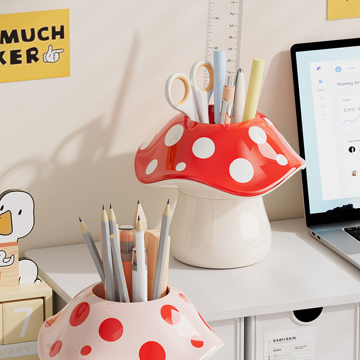 Whimsical Mushroom Pen Holder