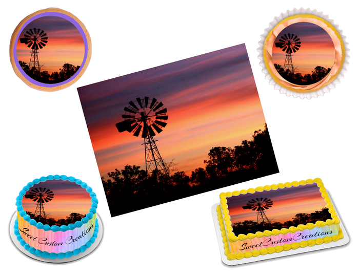 Windpump Windmill Edible Image Frosting Sheet #1 (70+ sizes)
