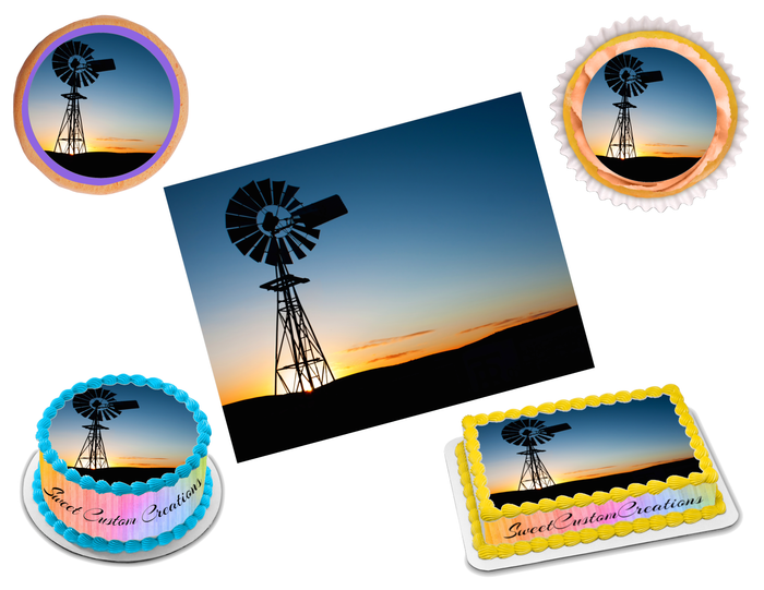 Windpump Windmill Edible Image Frosting Sheet #10 (70+ sizes)