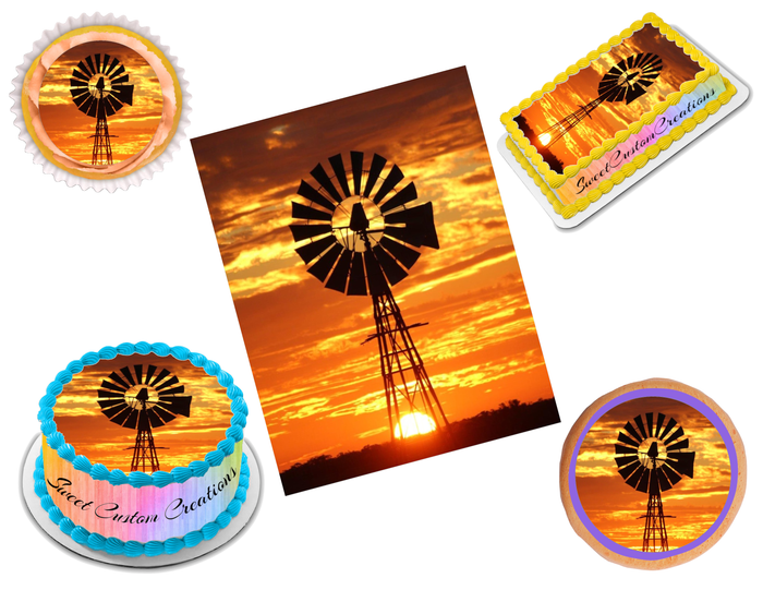 Windpump Windmill Edible Image Frosting Sheet #12 (70+ sizes)