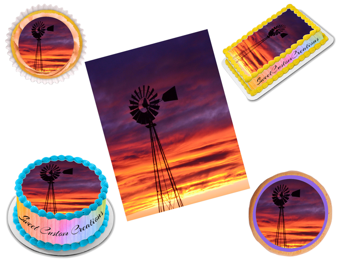 Windpump Windmill Edible Image Frosting Sheet #14 (70+ sizes)