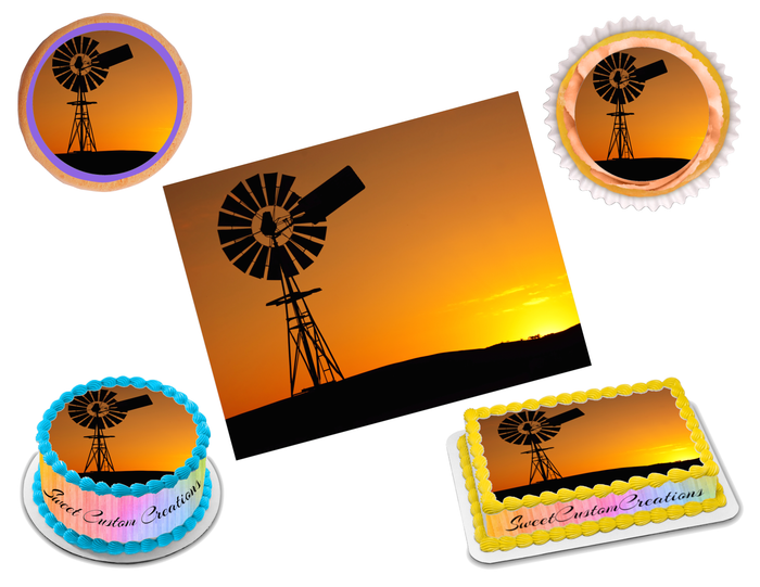 Windpump Windmill Edible Image Frosting Sheet #6 (70+ sizes)