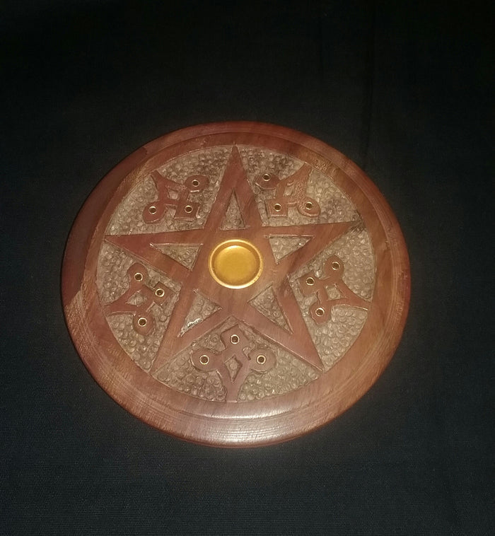 WOODEN CONE/ STICK INCENSE BURNER/ ALTAR TILE