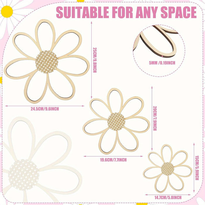 Wooden Daisy Wall Art - 6/3Pc Set