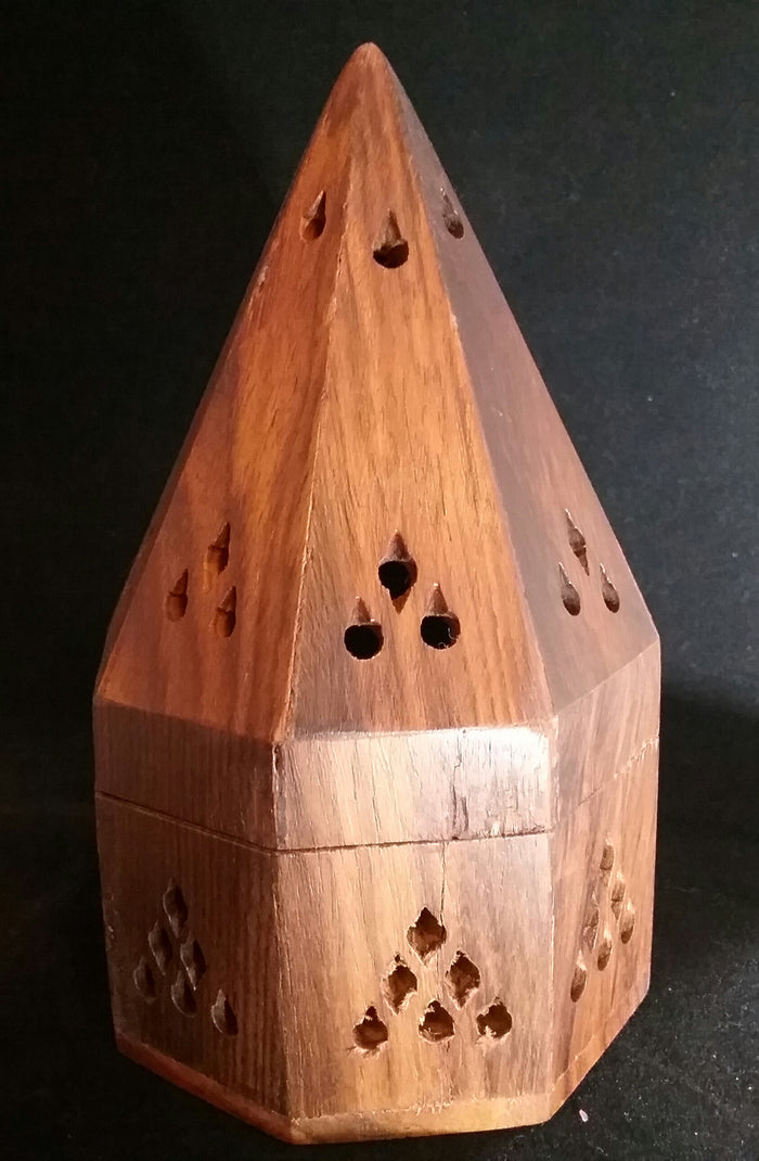 WOODEN TEMPLE CHARCOAL/ INCENSE  BURNER