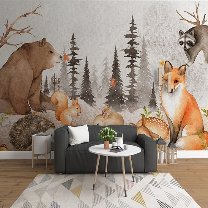 Woodland Nursery Animals Forest Wallpaper