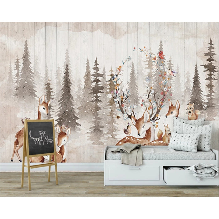 Woodland Nursery Forest Elk Wallpaper - Cozy Nursery