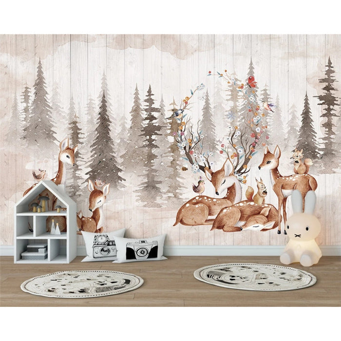 Woodland Nursery Forest Elk Wallpaper - Cozy Nursery