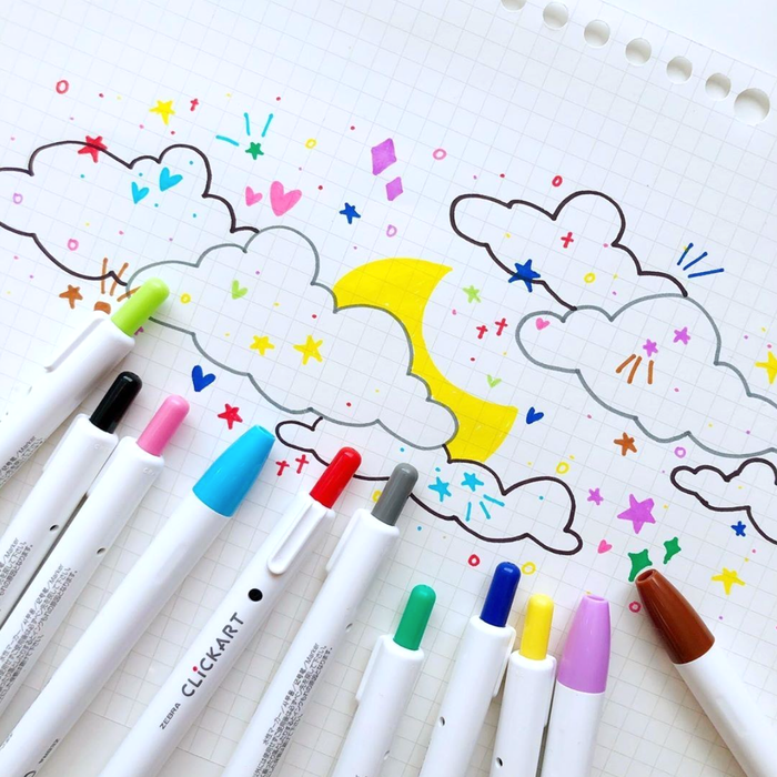 Zebra Clickart Knock Sign Pen 12 Color Set - Light