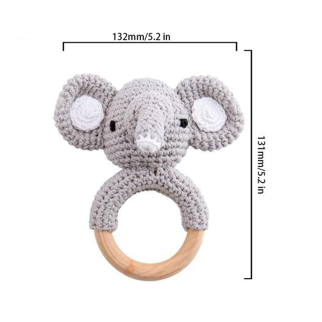 Zoo Animal Crochet Wooden Teether - Cozy Nursery