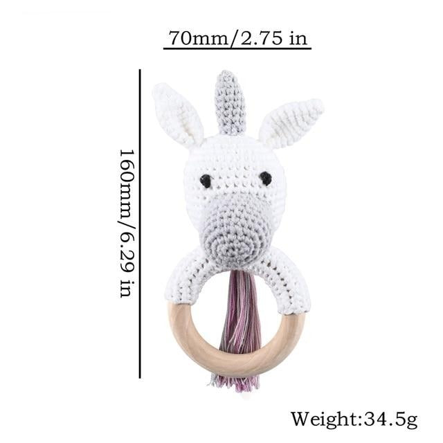 Zoo Animal Crochet Wooden Teether - Cozy Nursery
